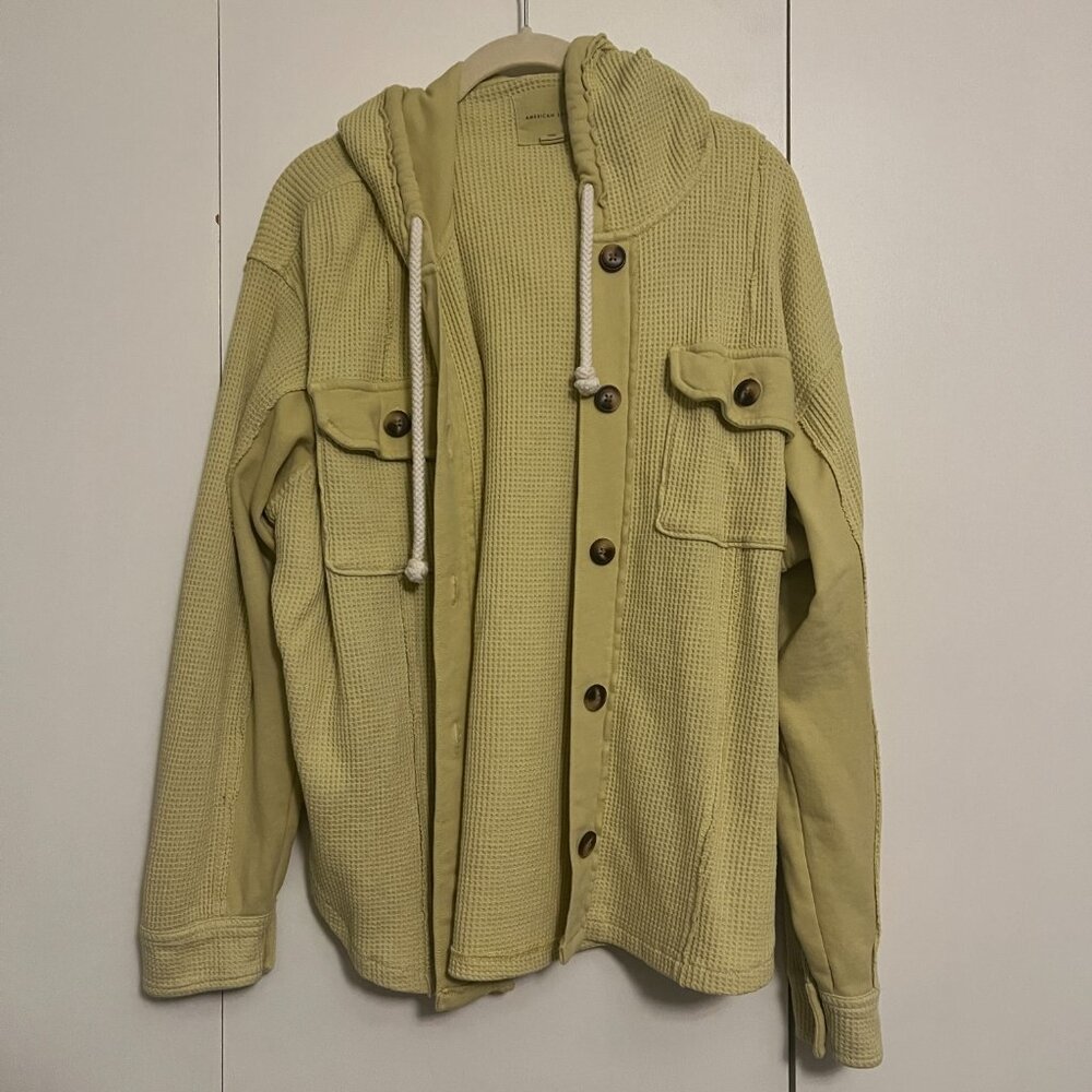 American Eagle Oversized Waffle Hoodie, Green, Size M